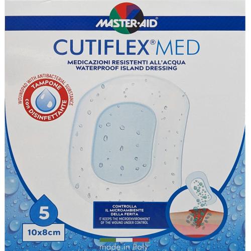 Master Aid Cutiflex Med Waterproof Island Dressing 10x8cm Αδιάβροχα Μετεγχειρητικά Επιθέματα 5 Τεμάχια